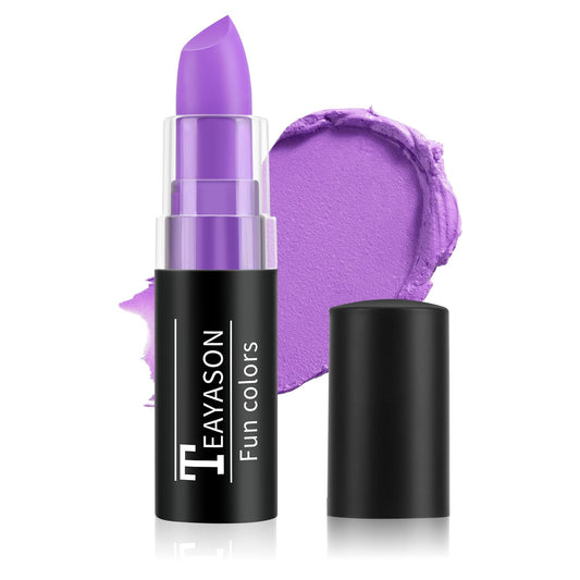 FIVEFULU Light Purple Face Body Paint Stick, Matte Light Purple Lipstick Eye Black Stick Face-Paint, Long Lasting Waterproof Purple Face Makeup for Halloween Ursula Witch Cheshire Cat Cosplay Makeup