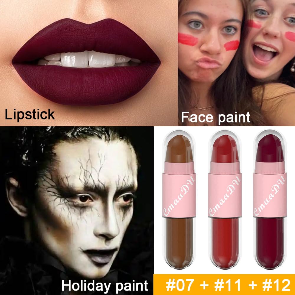 evpct 2 In 1 Matte Lipstick & Long Lasting Smudge Proof Liquid Lipstick Lip Gloss Stain 3Pcs Set for Women Dark Ruby Red Nude Beige Pink Mauve Matte Vegan Long Wear Waterproof 24 Hour Lipstick Set04