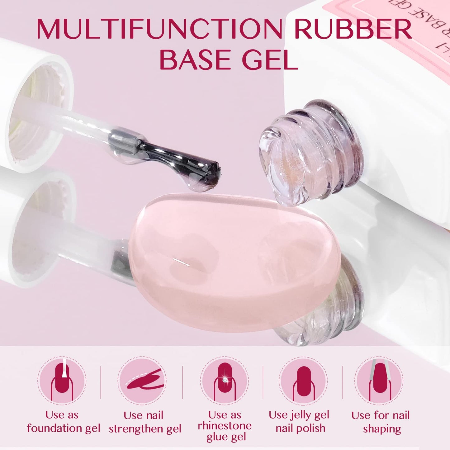 Saviland Builder Gels Nail Kit - 60g Nude Pink Nail Extension Gel Set Nail Strengthen Hard Gel Nail Art Manicure Set with 10pcs Acrylic Nail Brush & 100pcs Nail Forms for Beginners