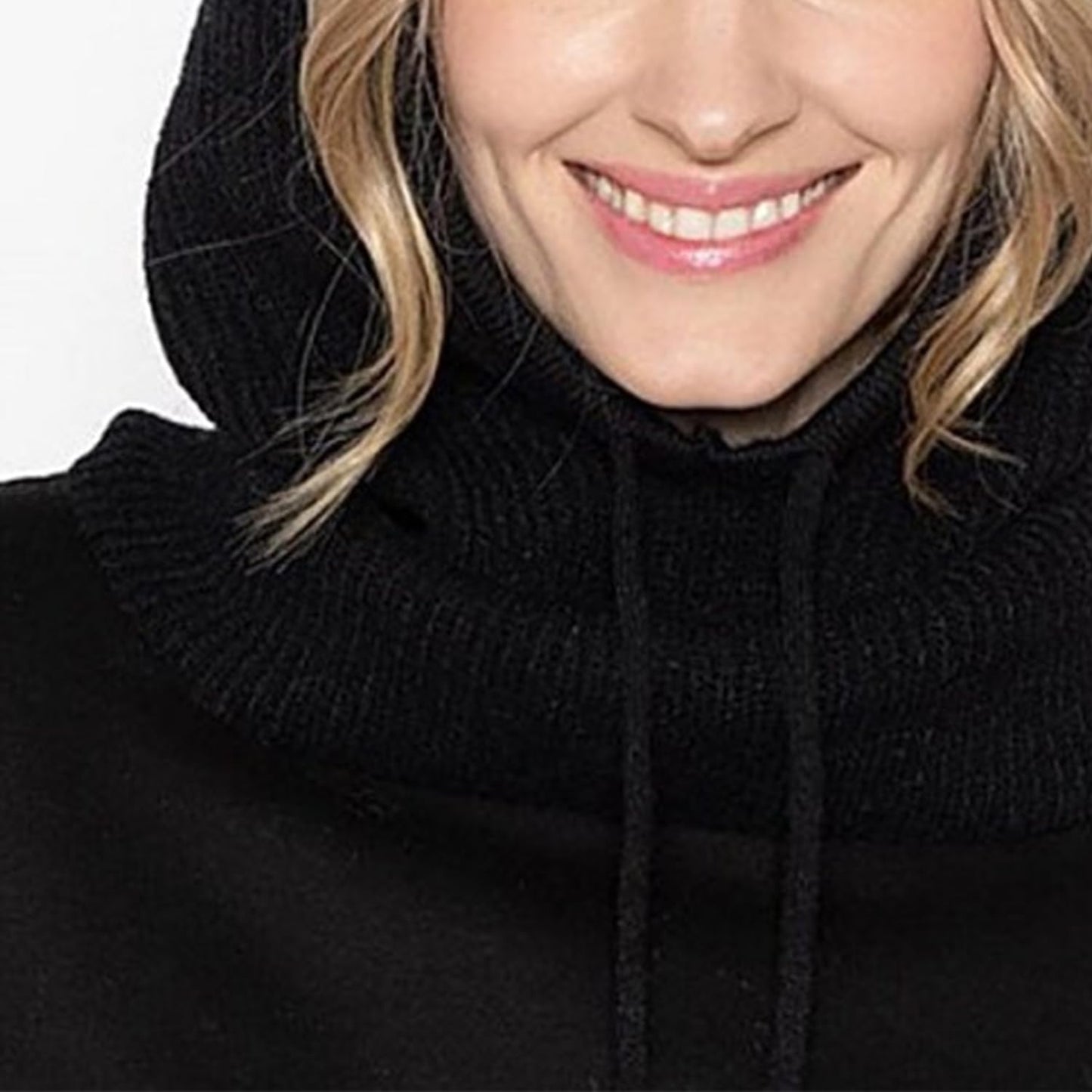 KDWAVE Knit Winter Hat for Women Men, Knitted Hood Balaclava Warm Beanie Hats Neck Ribbed Balaclavas with Drawstring, Black