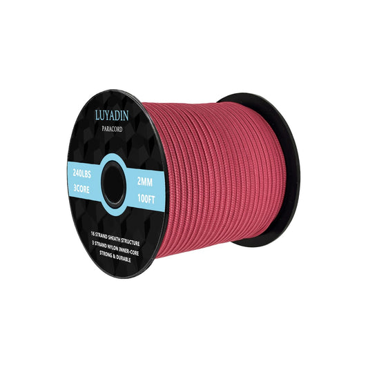 LUYADIN Paracord 240lb - Diameter 2mm Micro Utility Cord -3 Strand Parachute Spool Cord - 100ft 200ft,Paracord for Camping,Hiking,Fishing,Outdoor and DIY