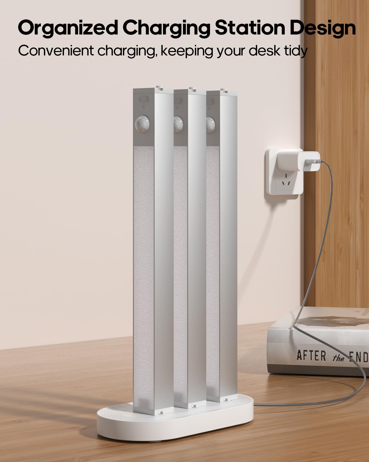 Goodea 6 Pack Led Under Cabinet Lights Wireless with Charging Station, 7’’ Rechargeable Motion Sensor Light Indoor, Dimmable Closet Lights for Cabinets, Bookshelf, Stair, Hallway