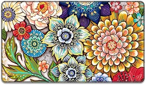 Rnivvi Front Door Mat, 30"x17" Flower Theme Indoor Outdoor Welcome Mat, Heavy Duty Low Profile Anti-slip Entryway Rug for Home Entrance, Floor, Patio Entry, Mud Room, Cute Mandala Floral Decor Doormat