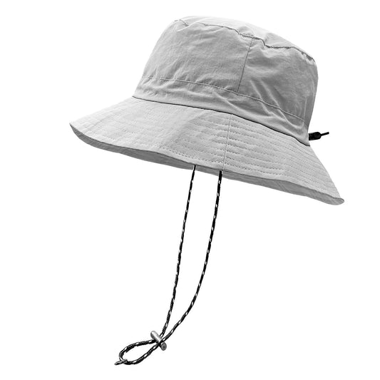 woogwin Waterproof Bucket Rain Hat with Chin Strap Quick Dry Packable Boonie Sun Hat Safari Hat UV Protection(Lightgrey)