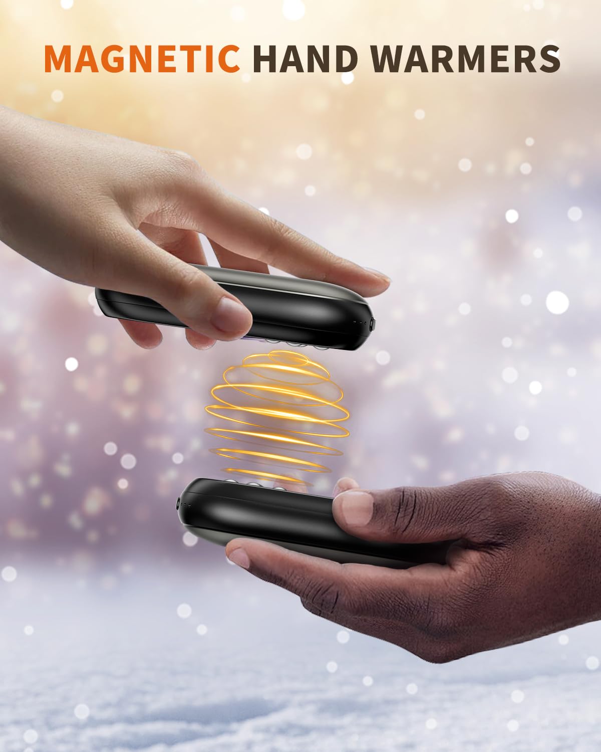 coldSky Hand Warmers Rechargeable 2Pack, Magnetic Hand Warmers 2-in-1 with Decompression Bead, Electric Reusable Hand Warmer with 3 Heating Levels, Portable Heater Winter Gift for Women, Men, Camping