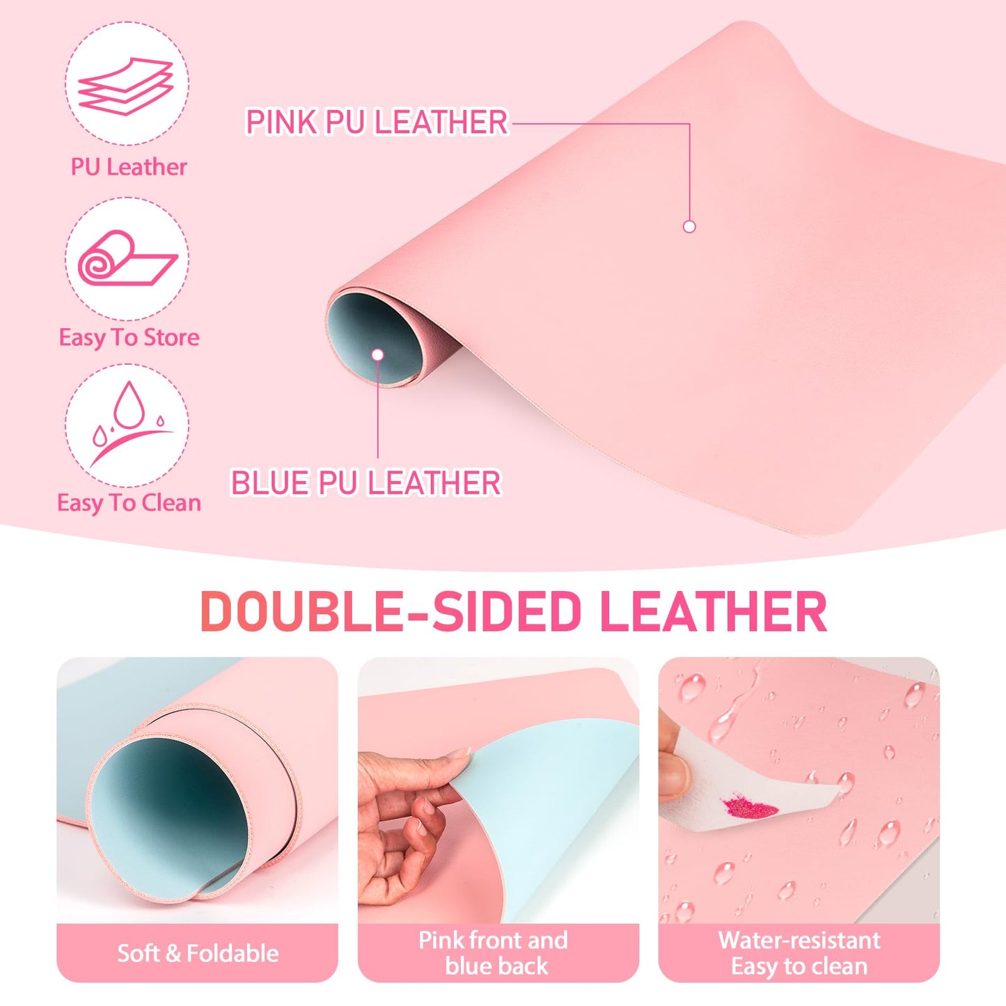 krofaue Nail Hand Rest - Folding PU Leather Arm Rest for Nails Tech with Nail Mat, Cushion Nail Hand Rest Stand for Acrylic Nails Professional Nail Pillow for Manicure Pedicure Salon Home (Pink)