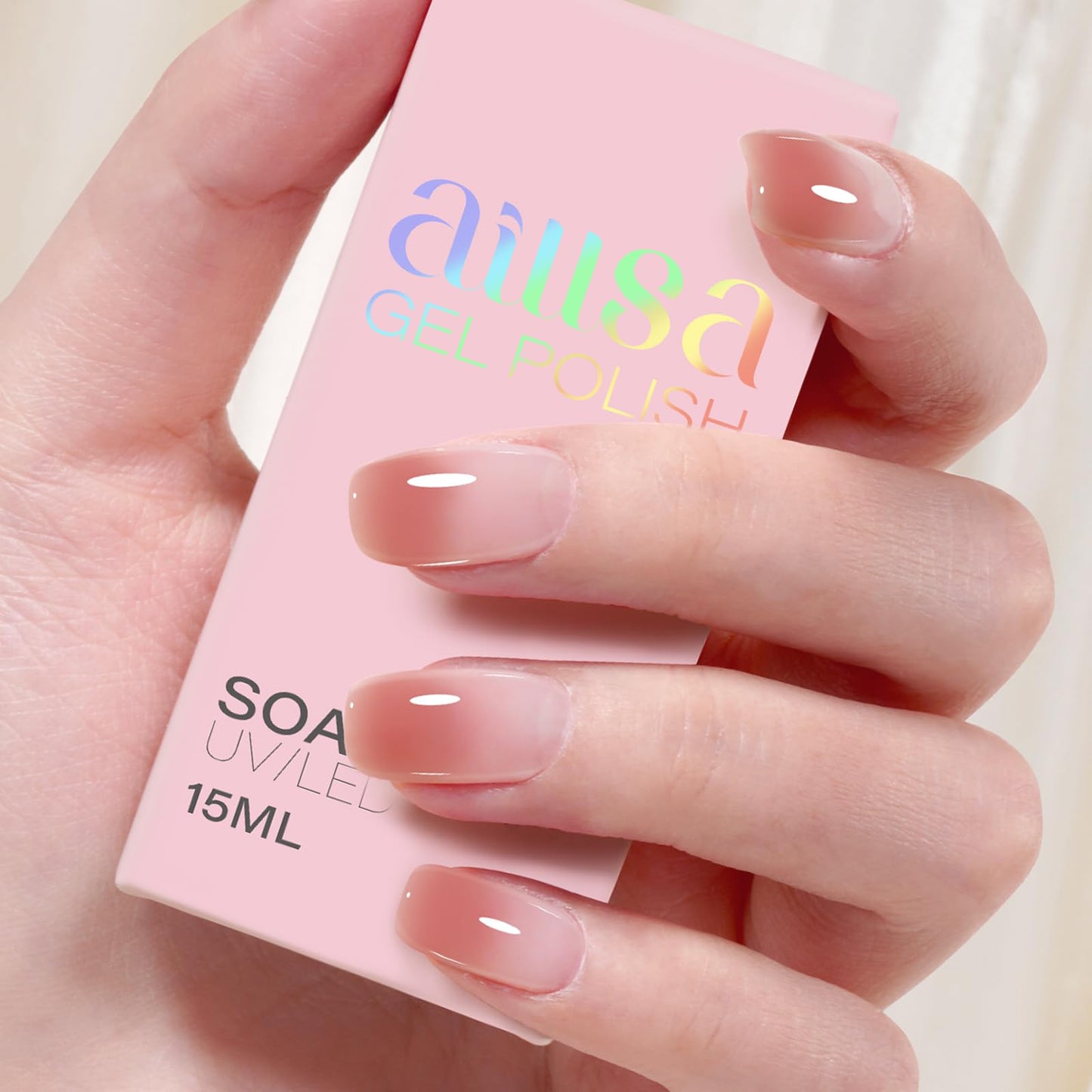 AILLSA Nude Gel Polish Tipsy Red Jelly Gel Nail Polish Sheer Neutral Color Translucent Gel Polish Long Lasting Blush Red Natural Nails Soak Off U V Gel for Nail Art at Home Valentine Gift 0.51 Oz ZD26