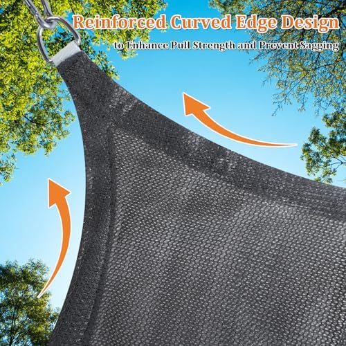 Shade&Beyond Triangle Sun Shade Sail 16'X16'X16' Permeable Canopy Dark Grey for Patio Garden Yard Deck Pergola (We Make Custom Size)