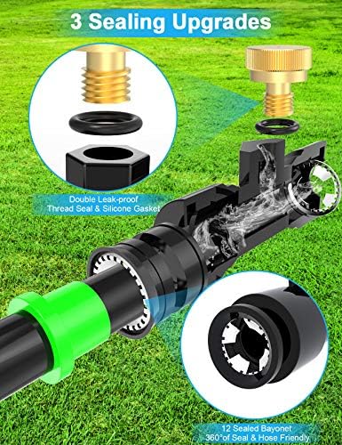 Misters for Outside Patio 63FT(19.2M)+21 Brass Mist Nozzles+a Brass Adapter(3/4") Detachable outdoor misting cooling system for Garden, waterpark, Greenhouse, Backyard, Fan, Umbrella, Deck, Canopy
