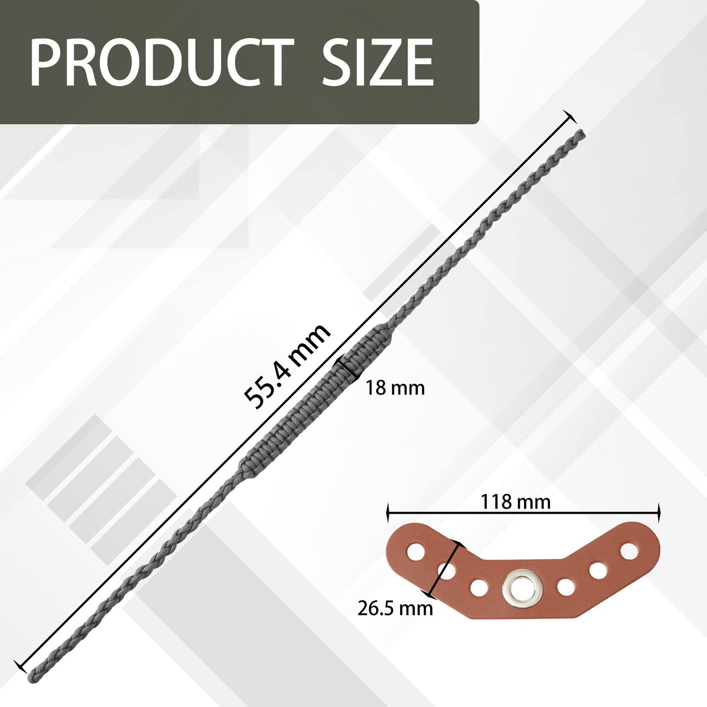 Elm Ray Archery Bow Wrist Sling 550 Paracord,Durable 100% Full Grain Leather with Strong Metal Grommet,Comfortable and Light,Fit Compound Bow Stabilizer & Recurve (Gray)