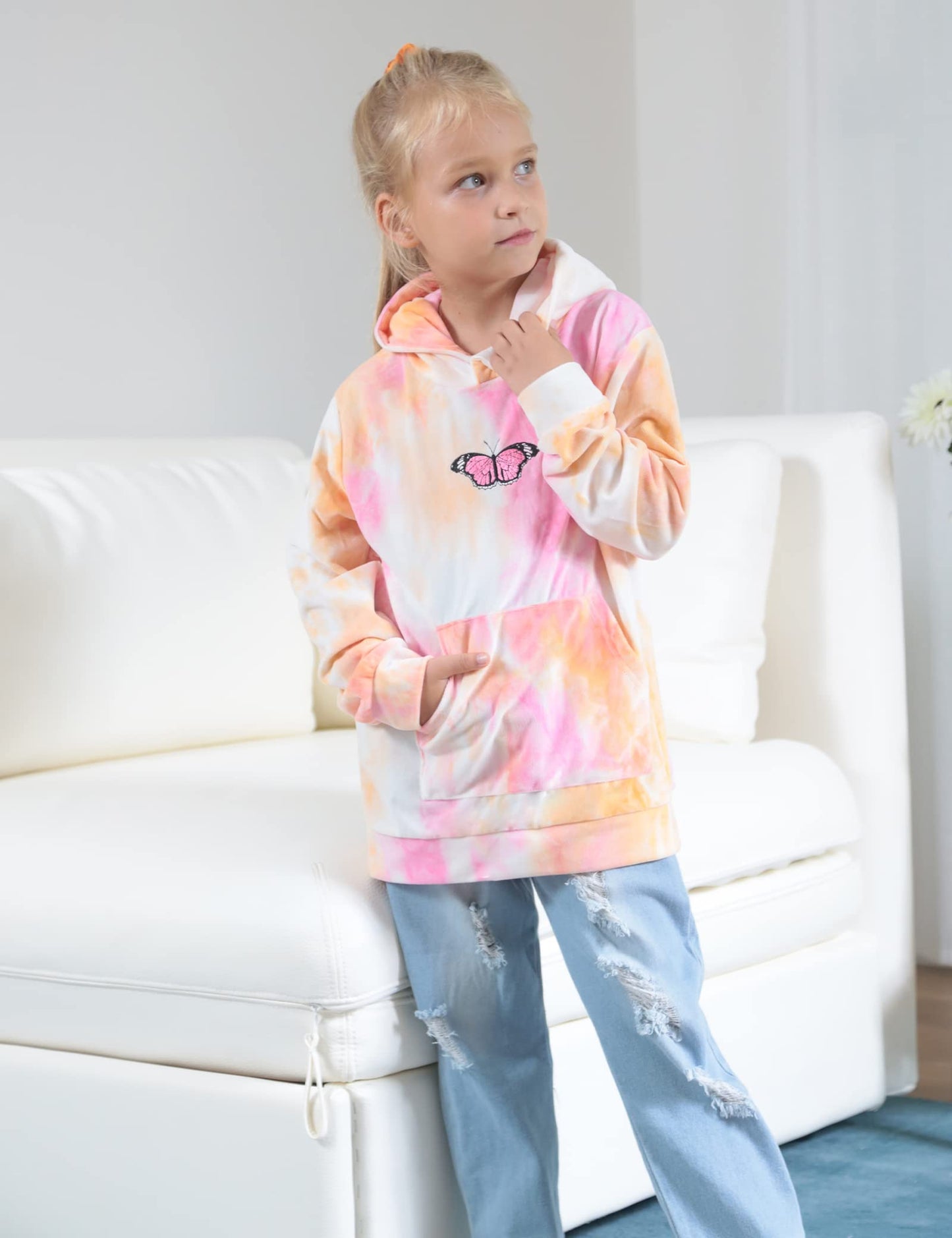 bilison Kids Toddler Girl Clothes Long Sleeve Tie Dye Hoodie Fall Winter little Girls Sweatshirt Pink