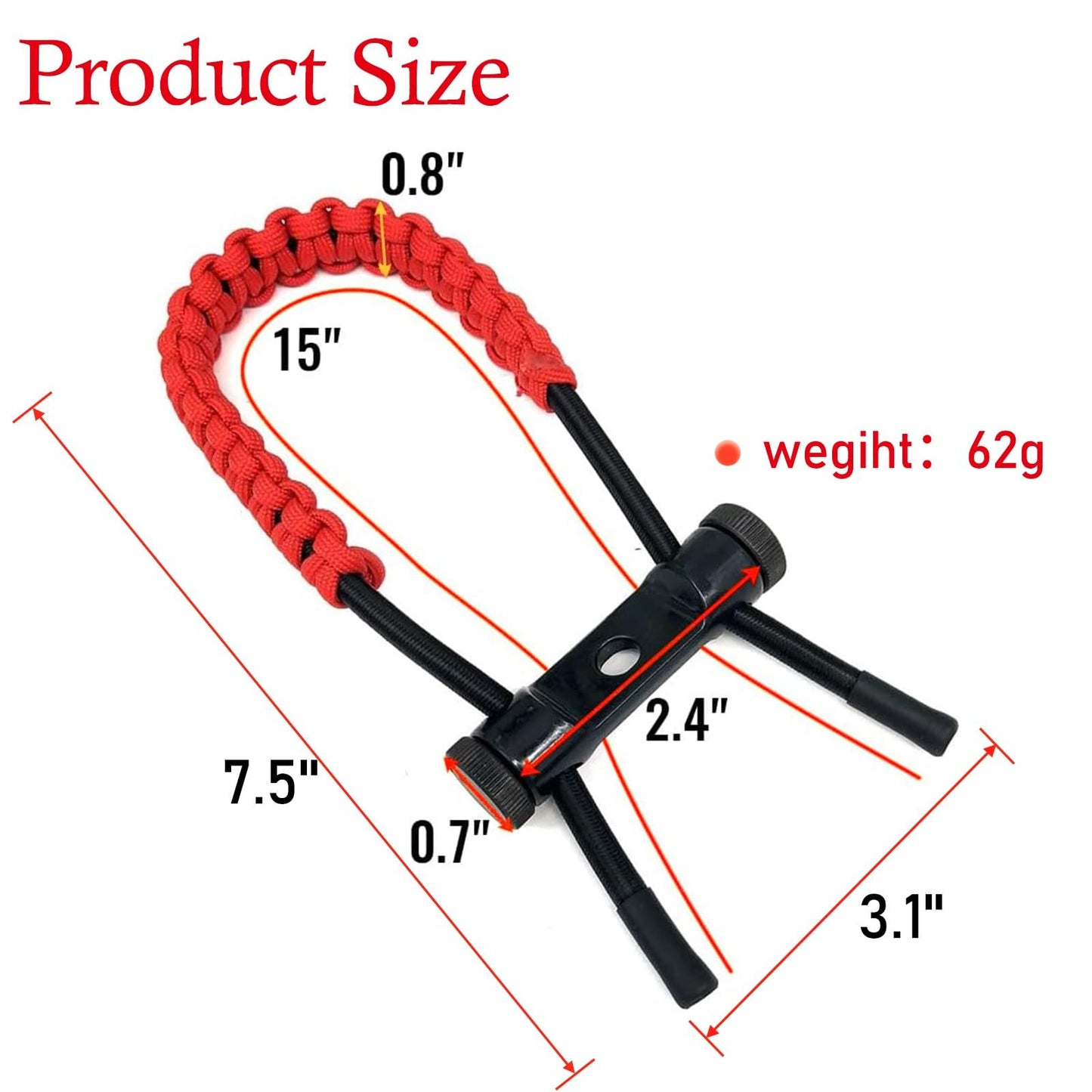 Archery Bow Wrist Sling, 550 Paracord Strap for Compound Bow & Recurve (Red)