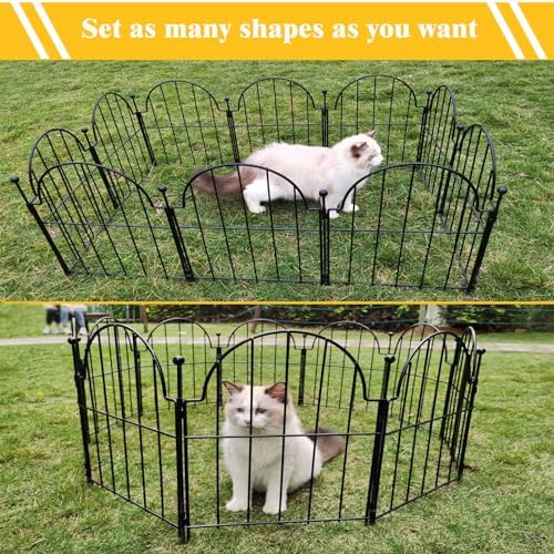 Garden Fence, 22 in(H) x 10.83 ft(L) Arched Rustproof Metal No Dig Fence Garden Fence Border, Ground Stake Animal Barrier Fence for Rabbit Dog, Outdoor Decor for Yard & Patio
