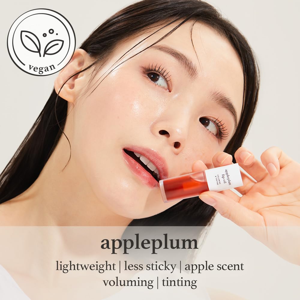 NOONI Korean Vegan Lip Oil - Appleplum | Lip Stain, Gift, Long-Lasting, Moisturizing, Plumping, Revitalizing for Dry Lips, Waterproof, No Peel Off, Korean Lip Tint 0.12 Fl Oz