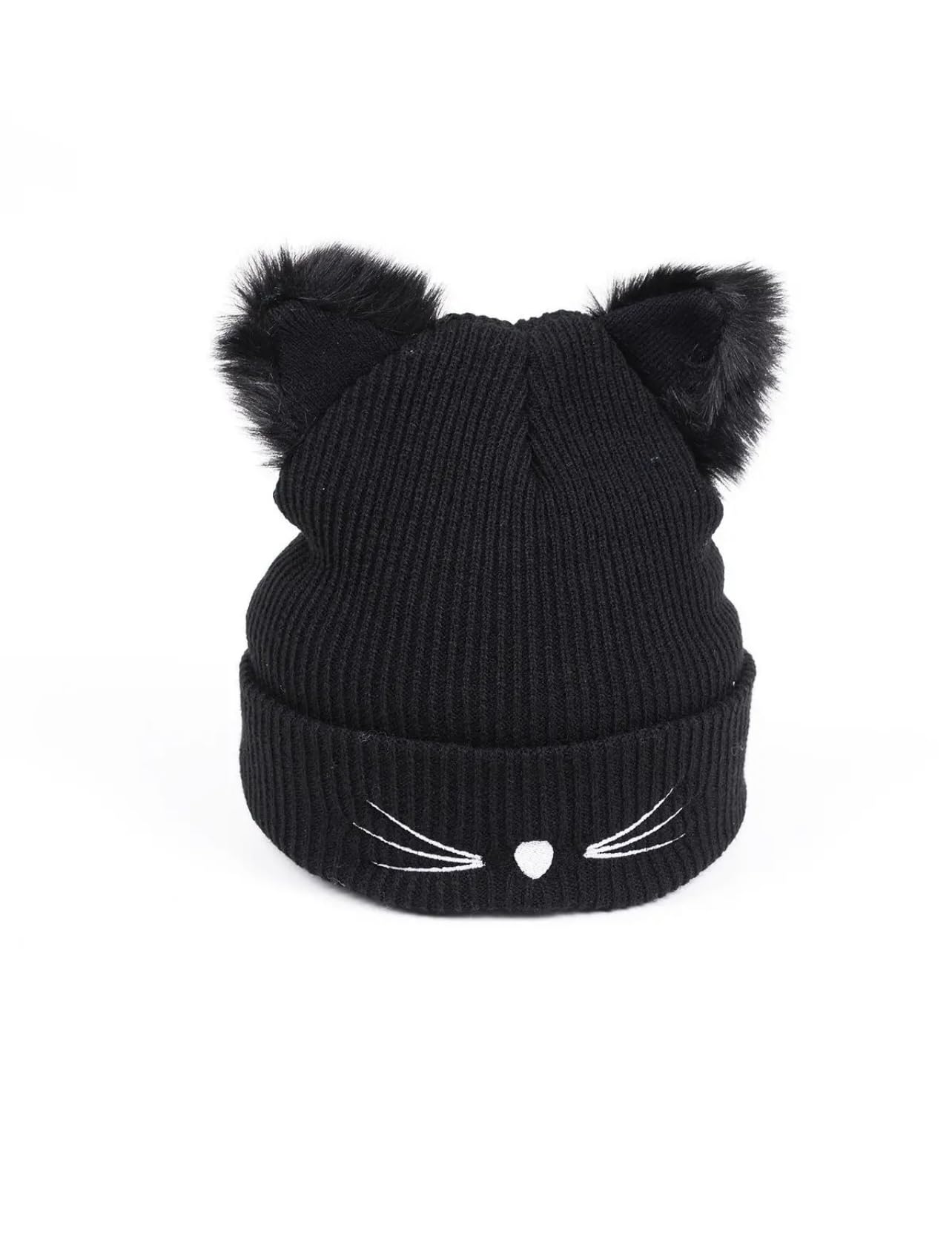 JoloCompany - Cat Ears - Winter Hat - Benie - Women (Black)