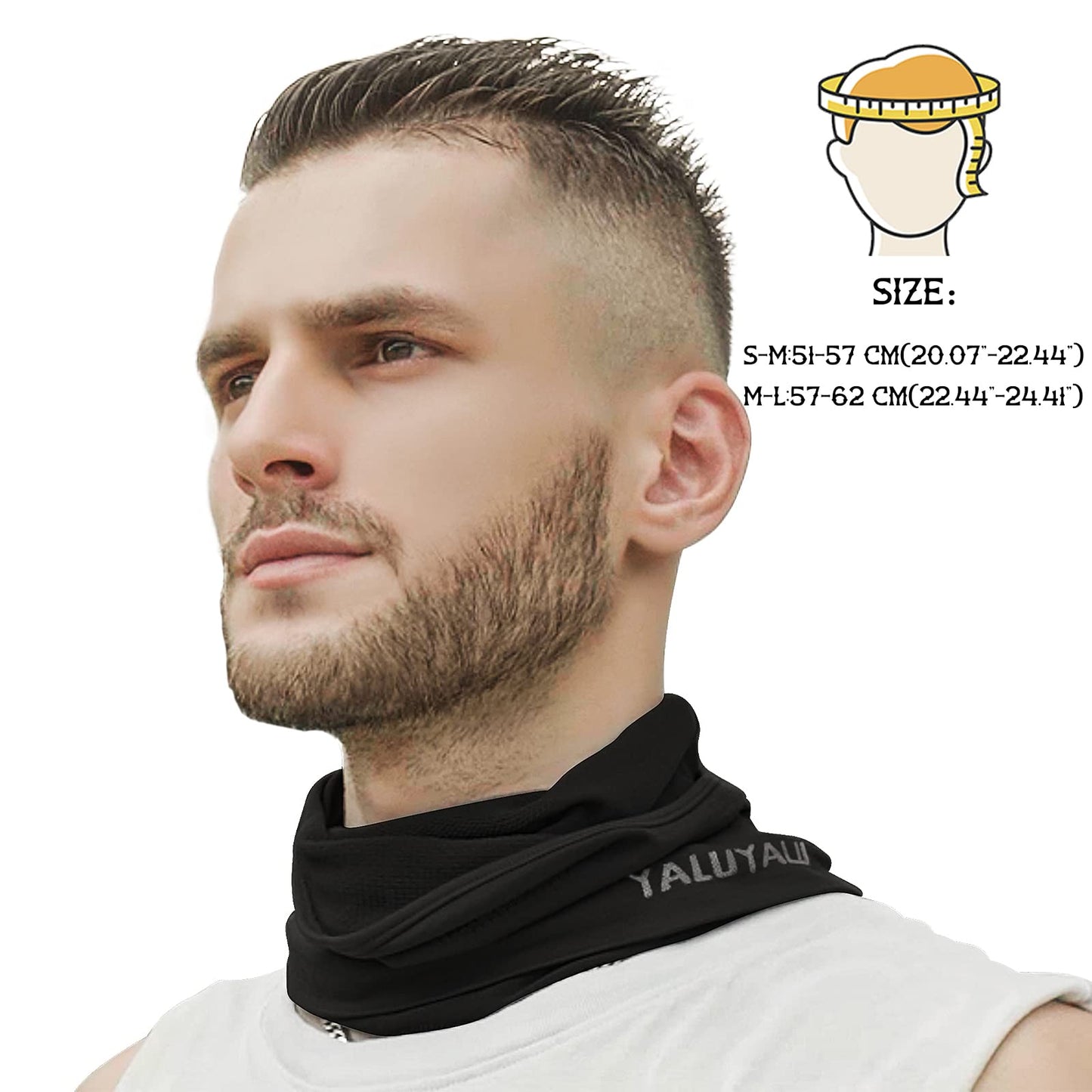 YALUYALU Half Balaclava Face Mask for Outdoor Sports, Windproof Neck Gaiter for Winter Ski,Breathable Cycling Hiking Running Bandanas for Men & Women (Black)