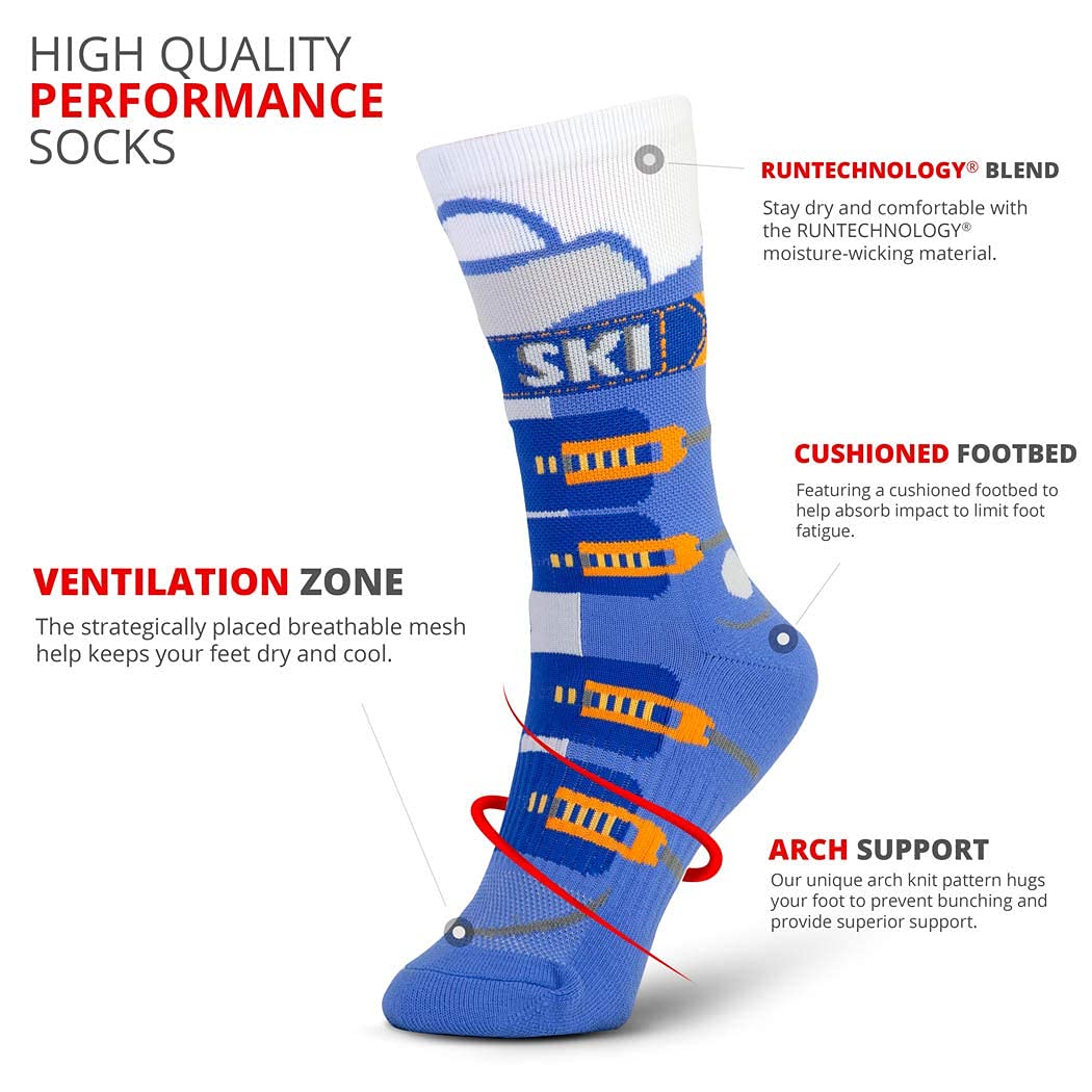 ChalkTalkSPORTS Ski Performance Crew Socks - Everyday Casual Ski Socks - Ski Boot Adult - Skiing Mid-Calf Socks - Adult