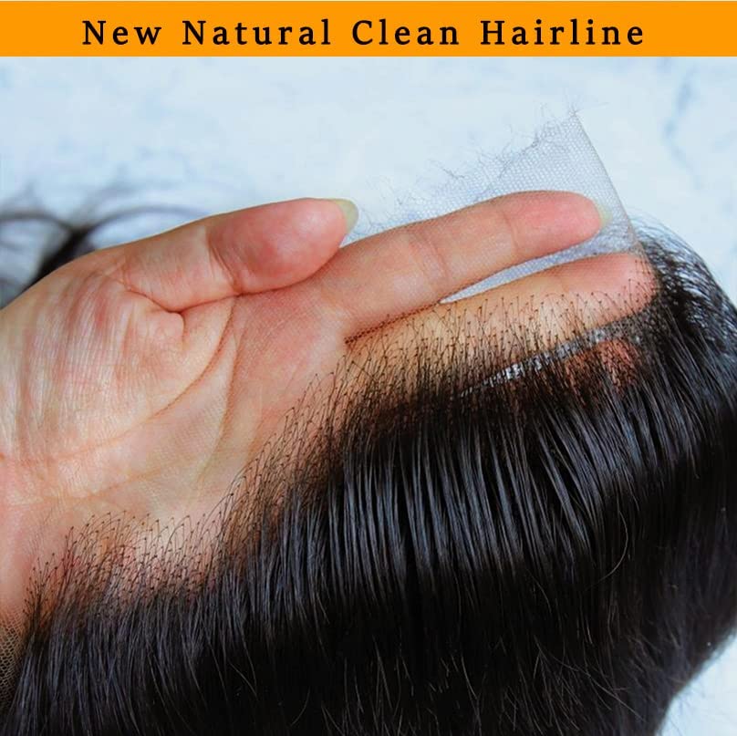 BEEOS SKINLIKE 0.10mm Ultra-thin Real HD Lace Wig, 13x6 Full Frontal Human Hair Wig 180% Density Clean Hairline Pre-plucked Bleached Knots Swiss HD Lace Frontal Wigs Body Wave 18 Inch
