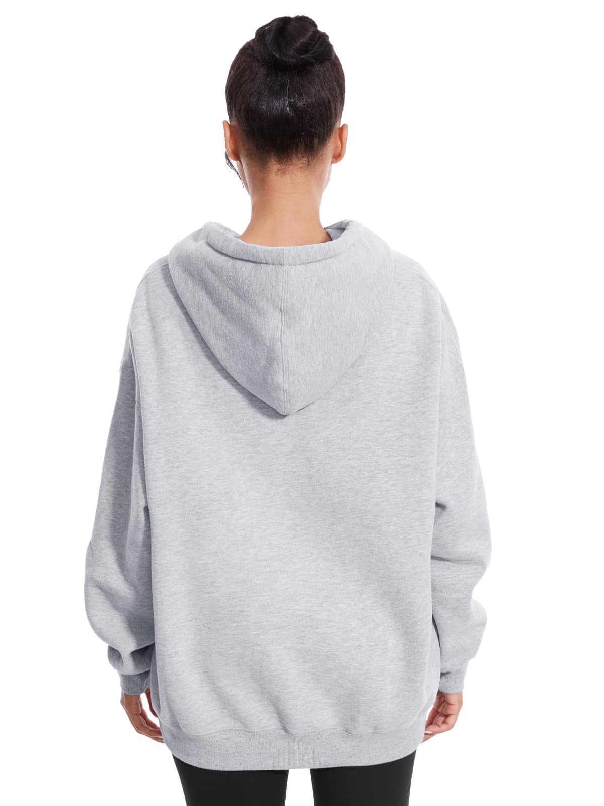 Kniffi Hoodies for Women Warm Fleece Hooded Sweatshirt Casual Winter Pullover Tops Light Gray L
