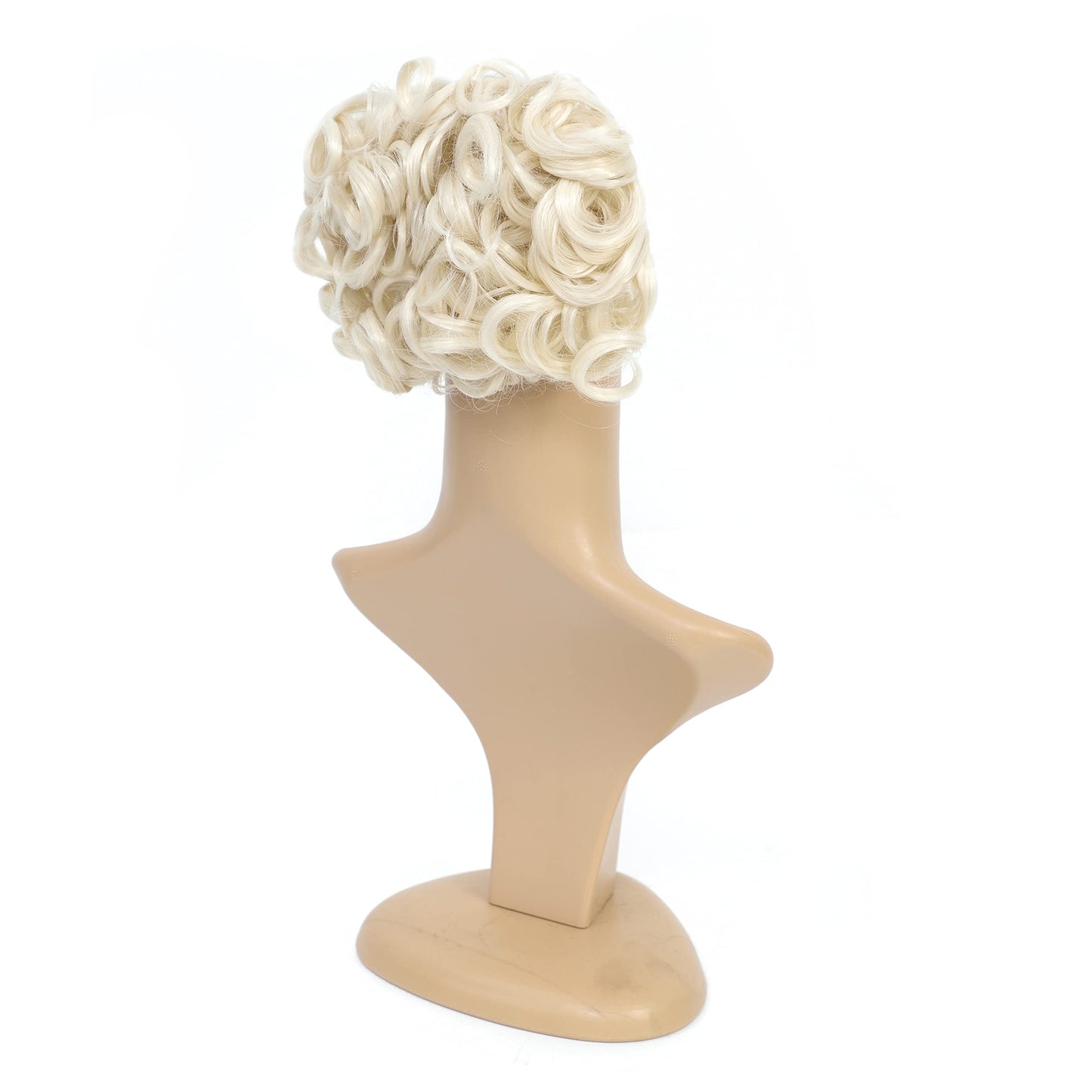 SWACC Short Messy Curly Dish Hair Bun Extension Easy Stretch hair Combs Clip in Ponytail Extension Scrunchie Chignon Tray Ponytail Hairpieces (Platinum Blonde-60#)