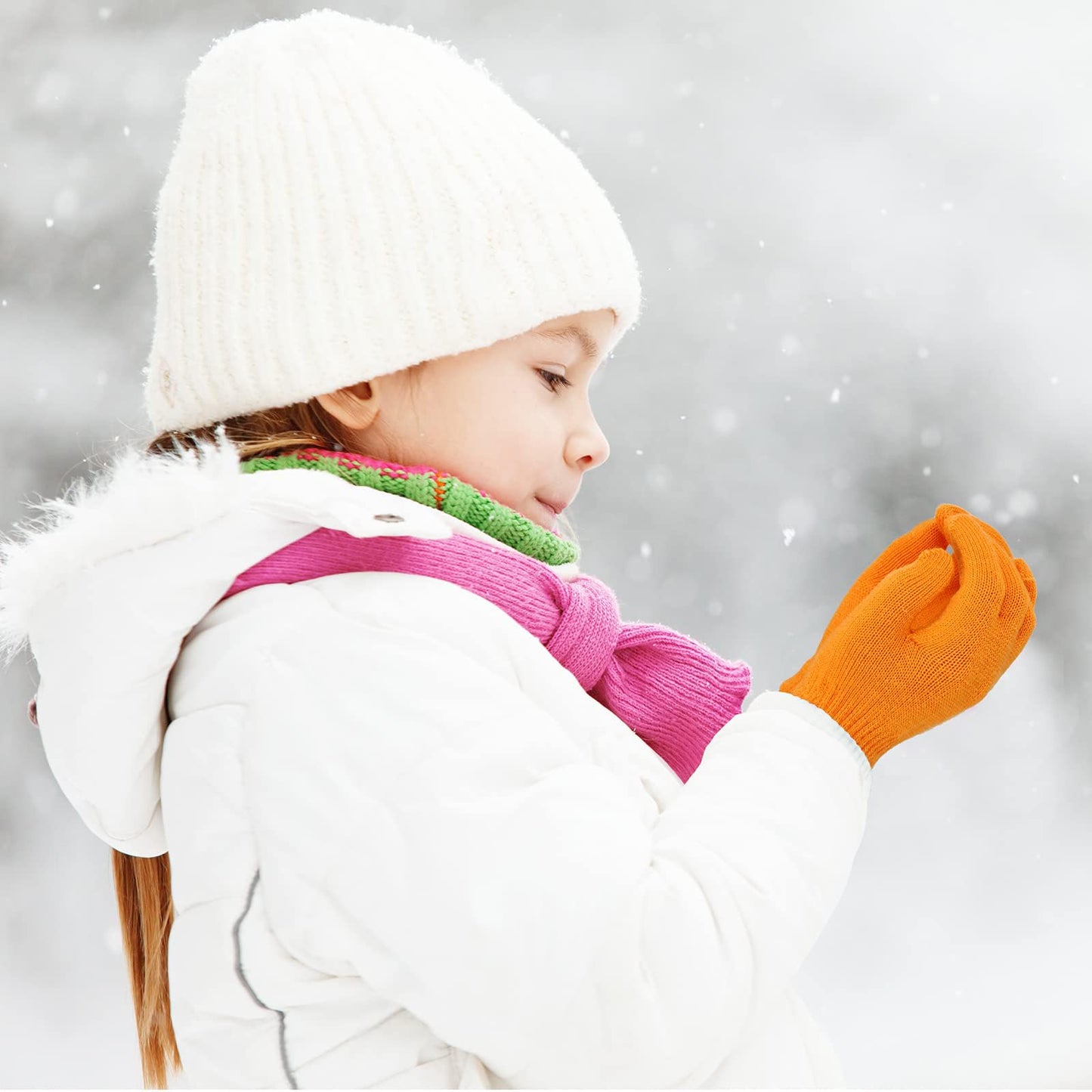 TODDOR 12 Pairs Kid's Winter Magic Gloves Children Stretchy Warm Knit Gloves for Boys or Girls