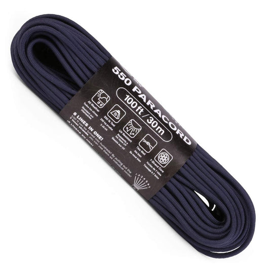 Atwood Rope MFG 550 Paracord 100 Feet 7-Strand Core Parachute Cord (Navy)