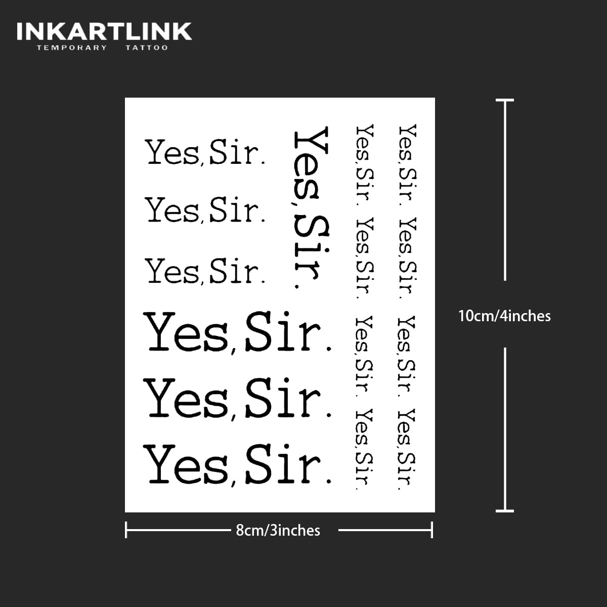 INKARTLINK Tattoo Tech, 2 Sheets Medium Semi Permanent Tattoo, Adult Art Design Temporary Tattoos, Lasts 1-2 Weeks, Waterproof, Realistic Look, No Adhesive, No Reflection (Yes,Sir.)