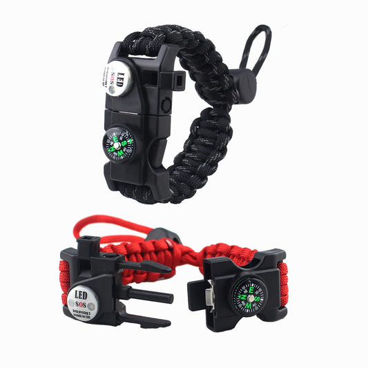 Daarcin Survival Paracord Bracelet 2 Pack,Fire Starter,SOS Light, Compass, Whistle, Adjustable AK87 20 in 1,Gift for Kids or Men to Outdoor Hiking Fishing Hunting Camping Gear Set