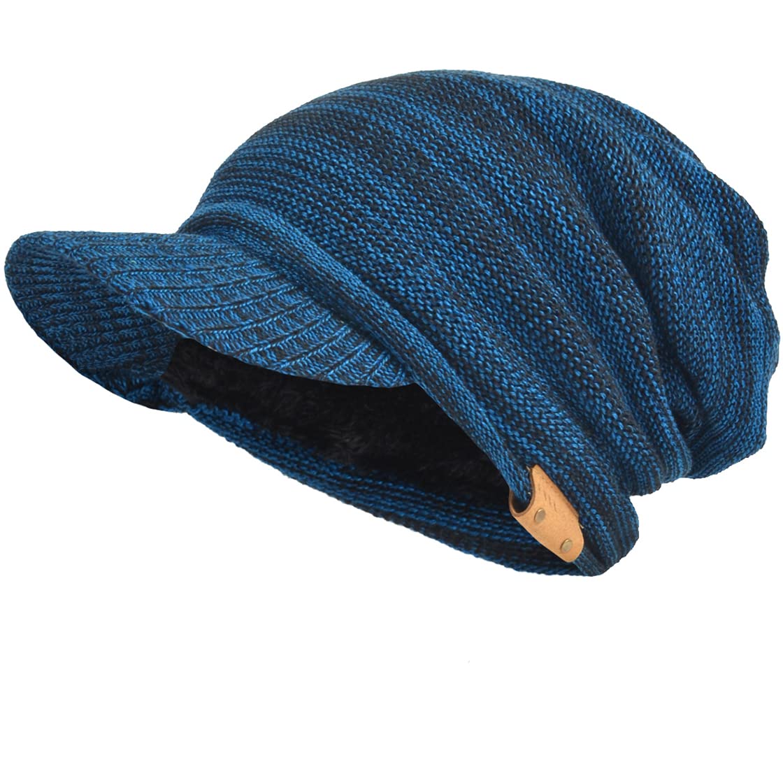 VECRY Men's Oversize Slouch Beanie Slouchy Skullcap Large Baggy Hat (Visor-Blue)