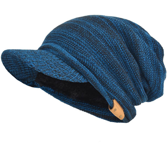 VECRY Men's Oversize Slouch Beanie Slouchy Skullcap Large Baggy Hat (Visor-Blue)