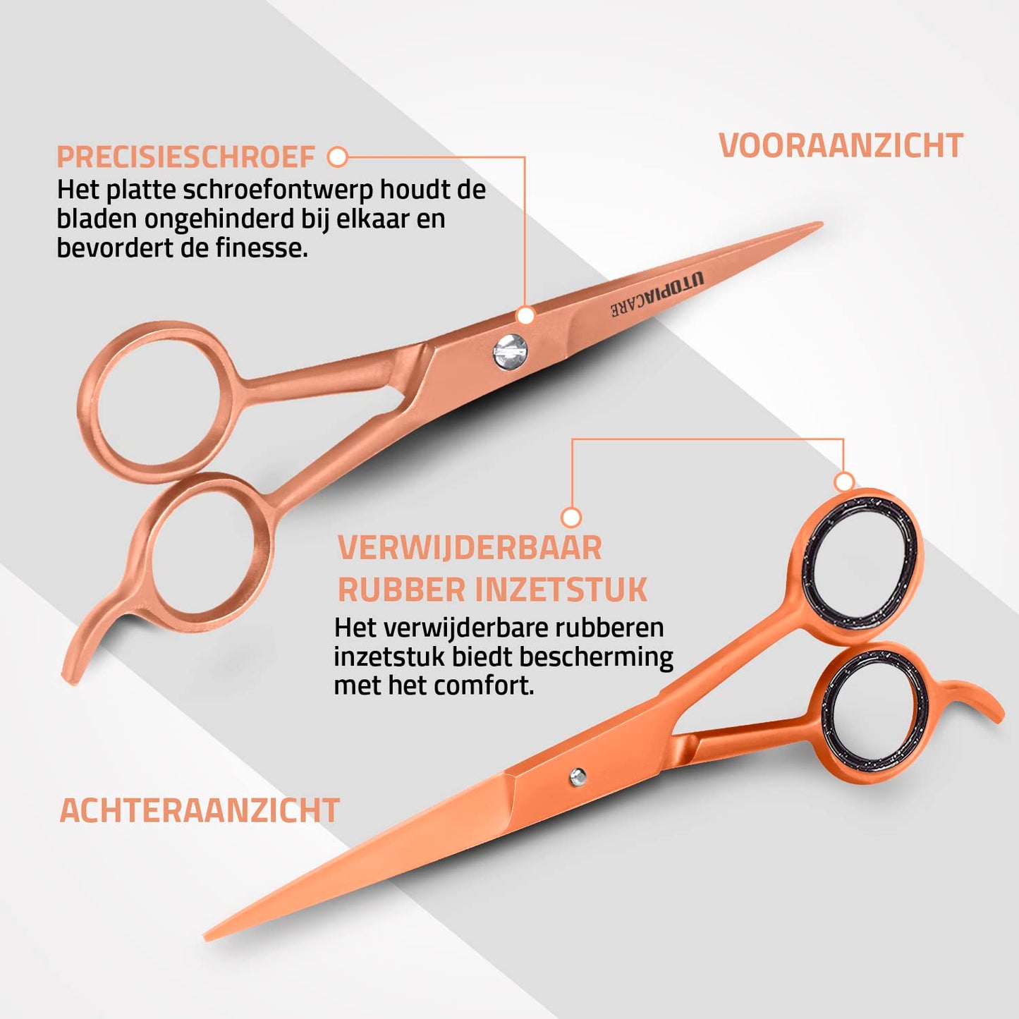 Utopia Care Hair Cutting and Hairdressing Scissors 6.5 Inch, Premium Stainless Steel Shears with Smooth Razor and Sharp Edge Blades for Salons, Men, Women and Kids, Rose Gold