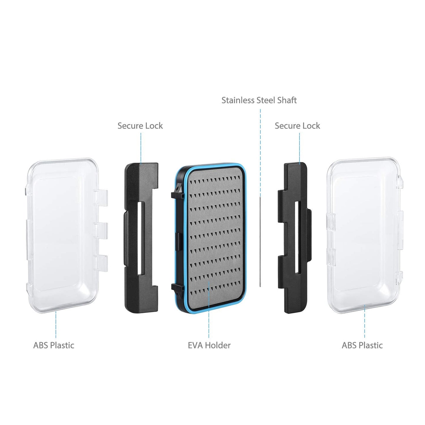 Gonex Fly Boxes for Fly Fishing Jig Boxes Two-Sided Waterproof Lightweight Fly Fishing Box Easy Grip Transparent Lid Fly Fishing Lures Box, 5.9"x 3.8"x 1.77", Grey