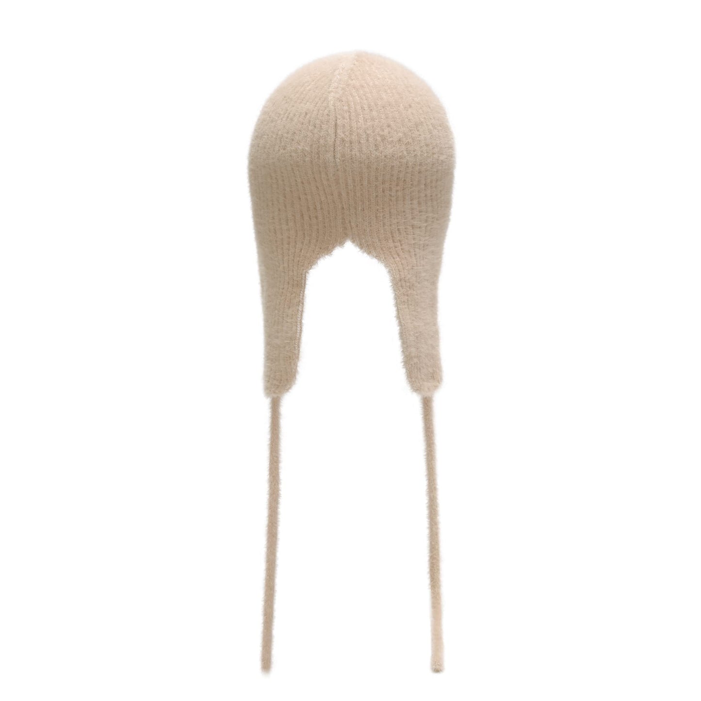 ZLYC Women Winter Knitted Earflap Beanie Hat Soft Cashmere Feel Warm Ski Skully Cap (Plain Beige)