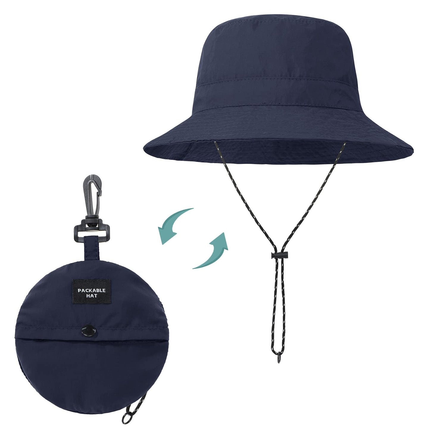 Durio Waterproof Bucket Hat for Women UPF 50+ Sun Hat UV Protection Packable Rain Hats for Women Lightweight Hiking Hat Navy One Size