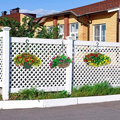 Zacool Vinyl Fence Hooks-4 Pack 5 x 10 Inches Heavy Duty White Patio Hooks Coated Steel Fence Hangers for Hanging Plants Bird Feeders,Lights,Basket,Pool Tools