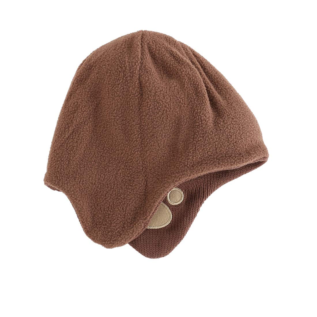 LLmoway Kids Beanie Hat Toddler Boys Knit Cap Winter Warm Cute Earflap Skull Pom Pom Hat Brown, 2-ply