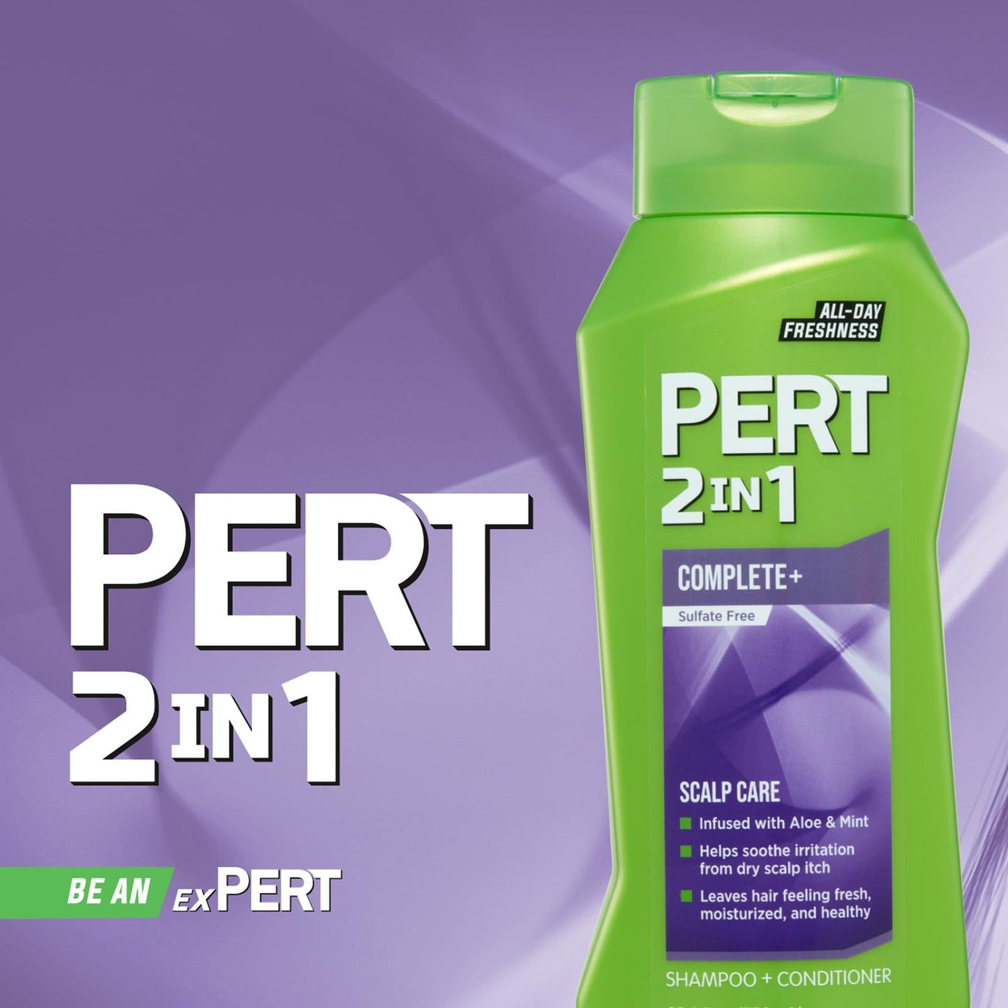 Pert 2 in 1 Complete Plus Scalp Care Shampoo and Conditioner - Itchy Scalp Treatment - Sulfate Free Shampoo and Conditioner for Healthy Hair - 13.5 oz (Pack of 4)