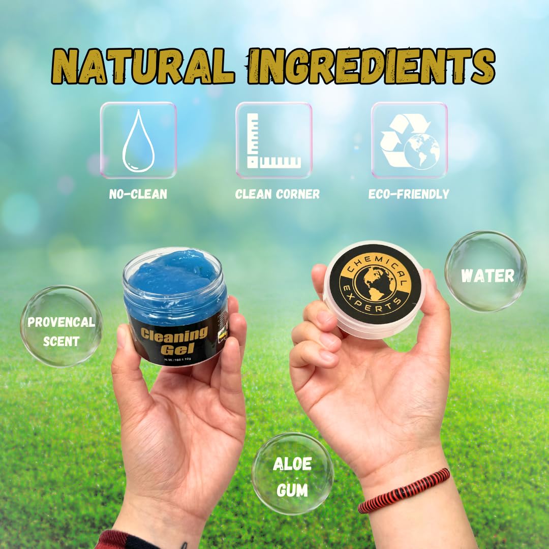 Chemical Experts Car Cleaning Gel, Removes Dust, Debris, Pet Hair, Dashboard Air Vents Residue-Free, Reusable, Cleans Hard to Reach Areas Blue Slime