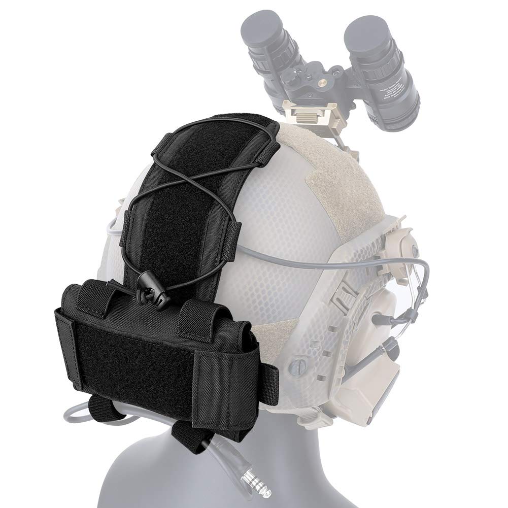 KRYDEX Tactical Helmet Battery Pouch Counterweight Pouch Helmet Battery Pack Balance Weight Bag with Hook&Loop for Tactical Helmet (Upgraded Pouch-BK)