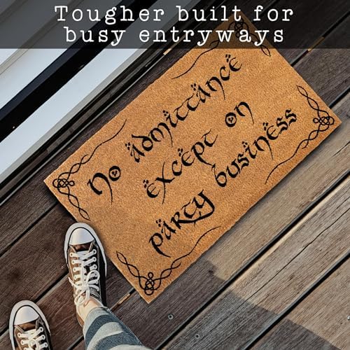 MAINEVENT No Admittance Except On Party Business Door Mat Outdoor 30x17 Inch, Nerd Welcome Mat Outside Entrance, LOTR Gift