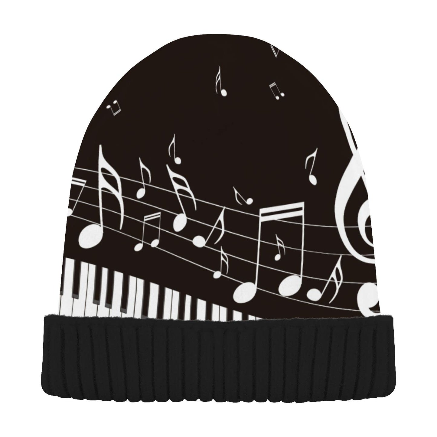OTVEE Cuffed Knit Beanie Hat for Women Men Soft Warm Winter Hat Cap Piano Keys Musical Notes Skull Cap Slouchy Beanie