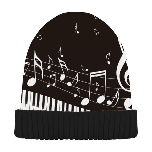 OTVEE Cuffed Knit Beanie Hat for Women Men Soft Warm Winter Hat Cap Piano Keys Musical Notes Skull Cap Slouchy Beanie