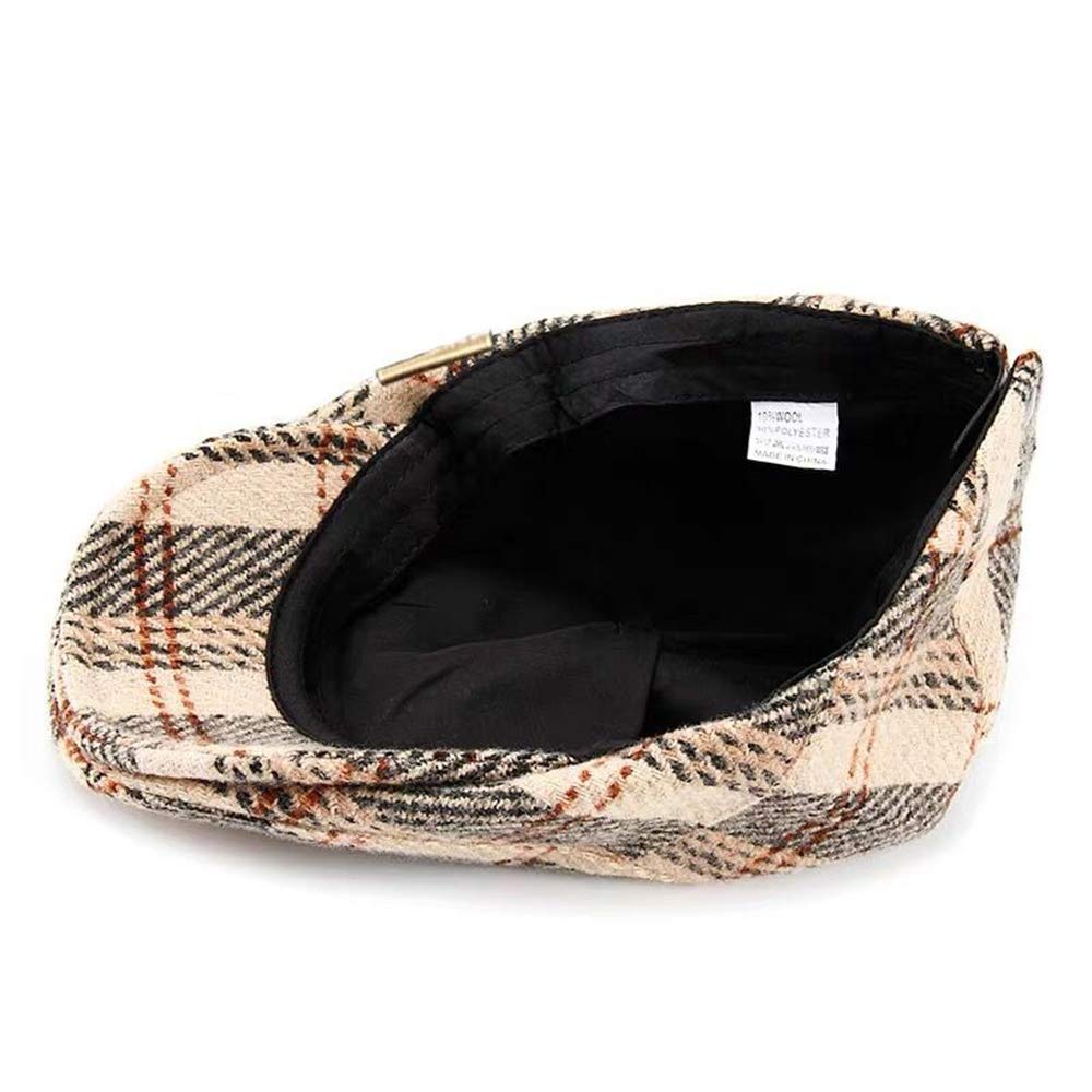 Croogo Newsboy Hat Classic Irish Duckbill Hat Herringbone Beret Cap Winter Golf Hunting Hat,Camel-BL26