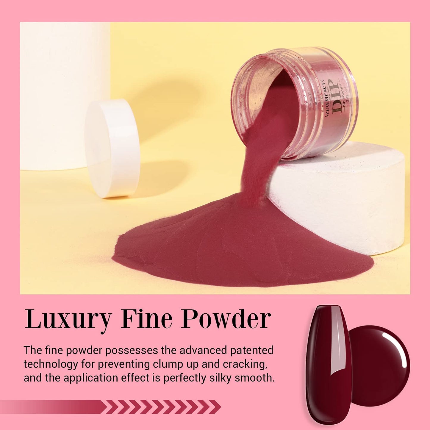 AZUREBEAUTY Dip Powder Dark Reddish Red Color, Scarlet Nail Dipping Powder French Nail Art Starter Manicure Salon DIY at Home, Odor-Free and Long-Lasting, No Needed Nail Lamp Curing, 1 Oz