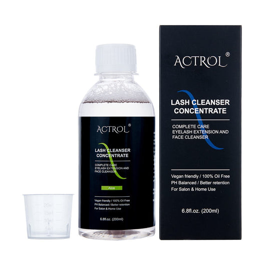 ACTROL Eyelash Cleanser Concentrate 200ml Aloe Professional Lash Shampoo Foaming Cleanser Lash Wash Concentrate for Extensions Lashes with Salon Home Care-Makes 40 Bottles