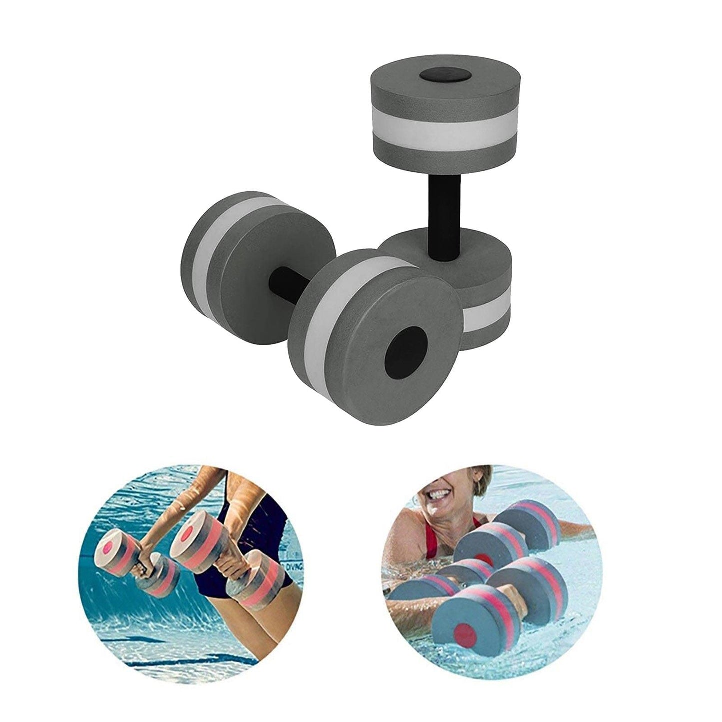 Water Dumbbells, Set of 2 Aquatic Exercise Dumbell, Water Aerobic Exercise Foam Dumbbells Pool Resistance for Men Women Weight Loss Water Sports Fitness Tool (Black)