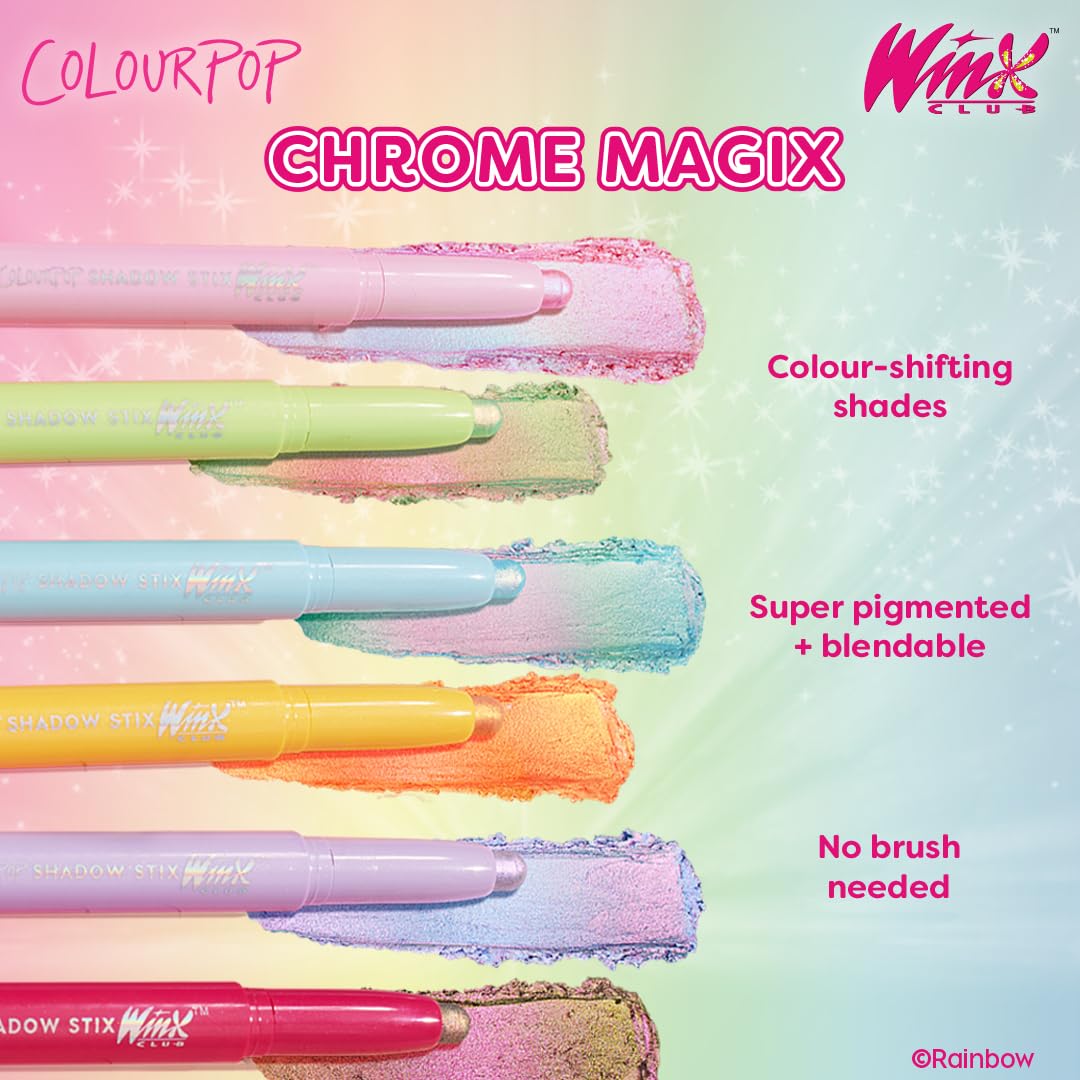 ColourPop Winx Club Shadow Stix - Multichrome Eyeshadow Stick with Long-Lasting Color - Multi-Use Cream Makeup with a Built-In Sharpener & Precise Tip for Easy Application - Static Sphere (0.05 oz)
