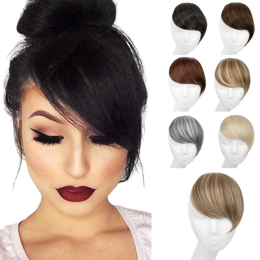 SARLA Clip in Side Bangs Extension Straight Synthetic Fake Bangs One Piece for Women Sand