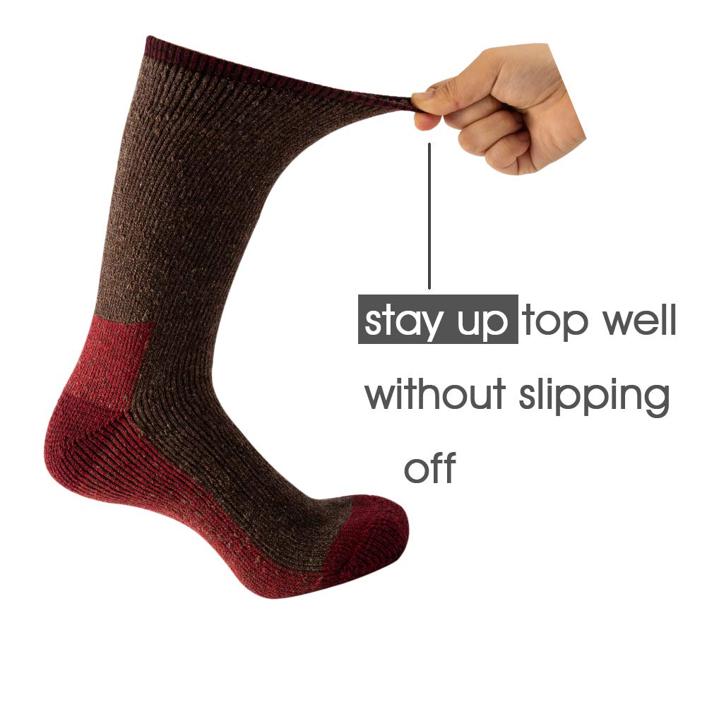KAVANYISO Men's Merino Wool Hiking Socks Breathable Athletic Crew Thicken (4Pairs DKGrey 10-13)