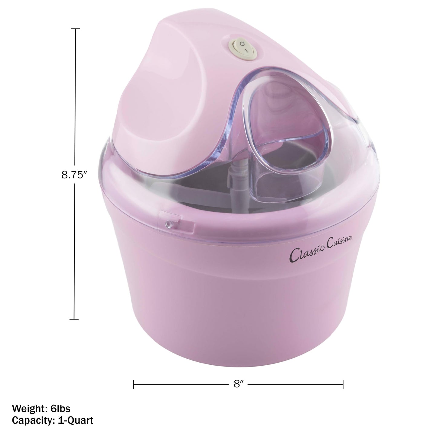 Ice Cream Maker - 1QT Ice Cream Machine Makes Sorbet, Gelato, Ice Cream, and Frozen Yogurt - Kitchen Appliances and Gadgets by Classic Cuisine (Pink)